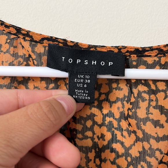 Topshop Animal Print Sheer Plisse Top Size 6 - Picture 5 of 8